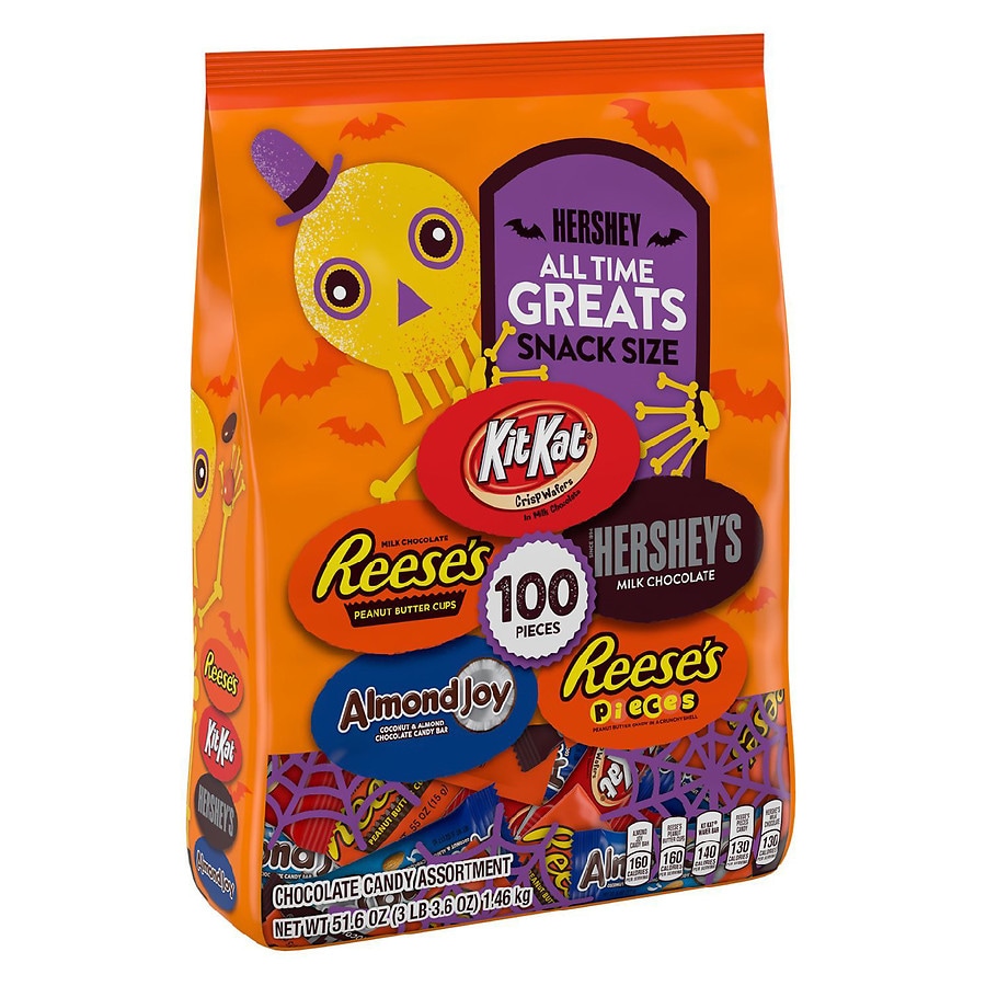 Hershey's All Time Greats Snack Size Candy, Halloween Bulk Variety Bag Chocolate and Peanut Butter Assortment