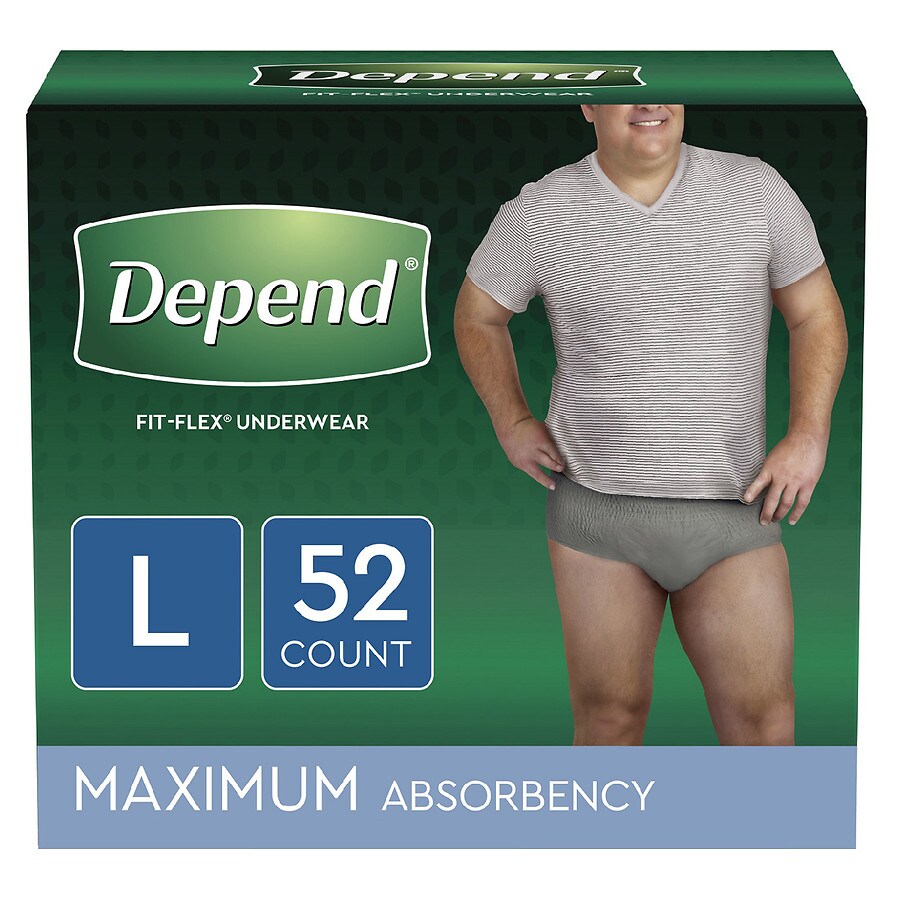 Depend FIT-FLEX Adult Incontinence Underwear for Men, Maximum Absorbency L Grey