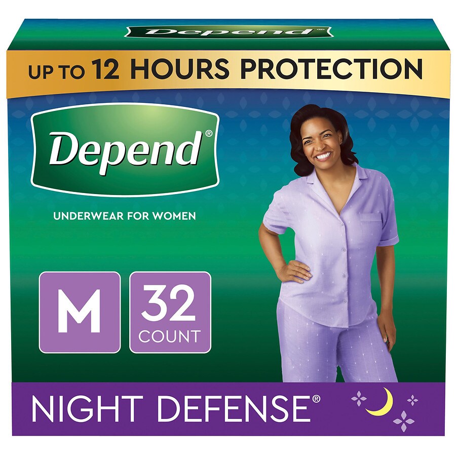 Depend Night Defense Incontinence Overnight Underwear for Women M Blush