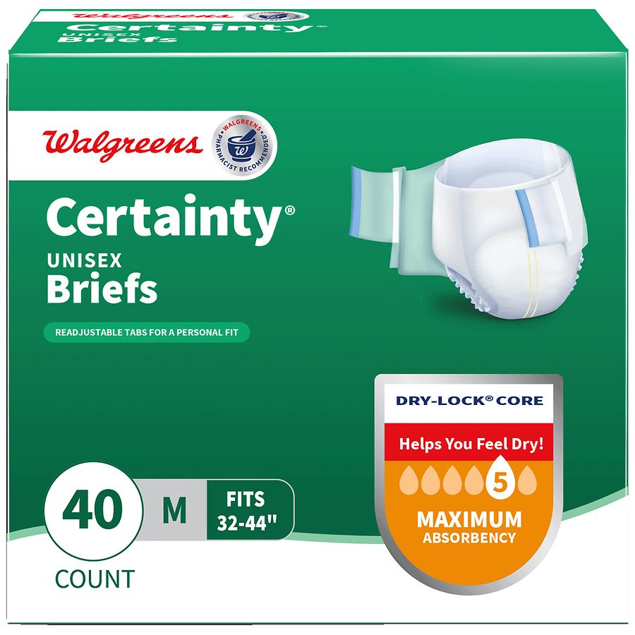 Walgreens Certainty Unisex Briefs Maximum Absorbency Medium