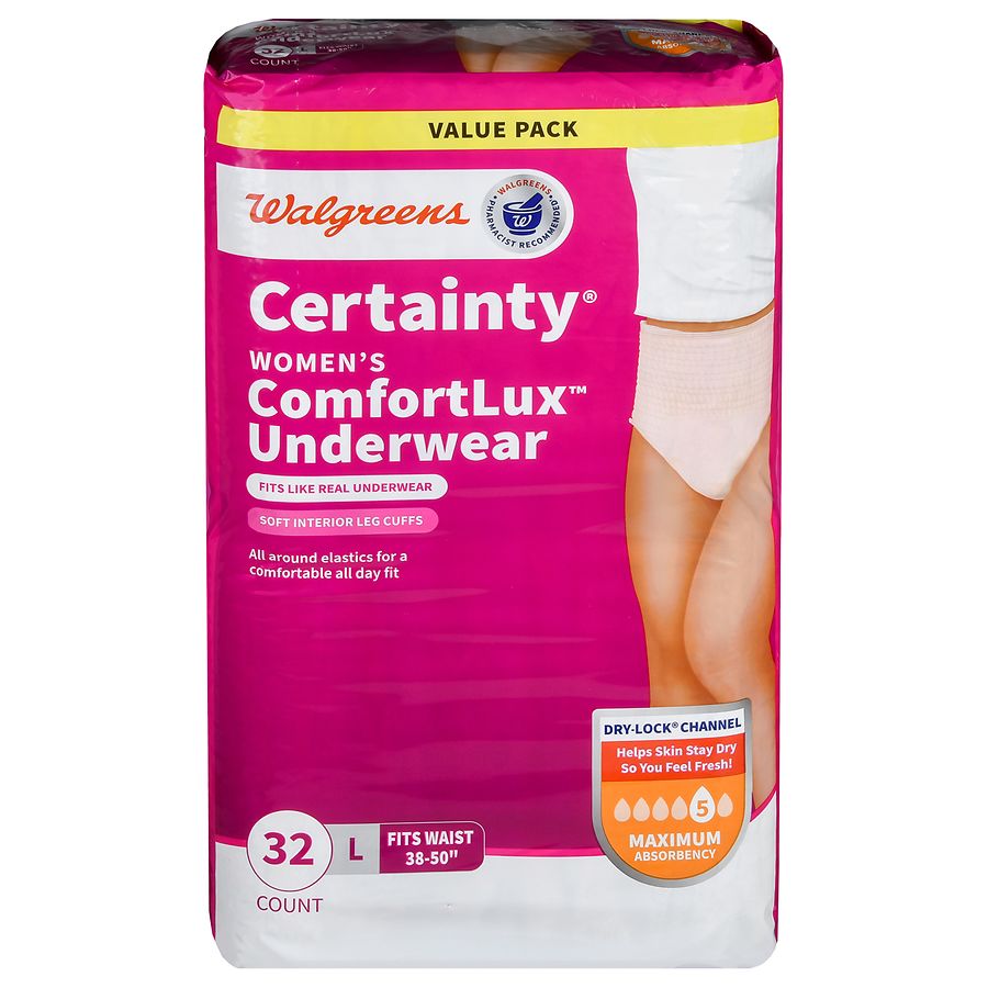 Walgreens Certainty Women's Underwear, Maximum Absorbency Large