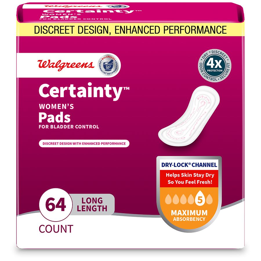 Walgreens Certainty Women's Bladder Control Pads, Maximum Absorbency, Long Length