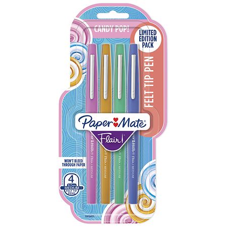 Medium Point Limited Edition Candy Pop Pack Paper Mate Flair Felt Tip Pens 