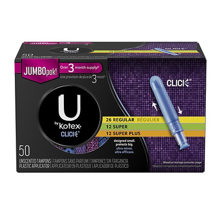 UPC 036000475449 product image for U by Kotex Click Compact Tampons, Multipack - 50.0 ea | upcitemdb.com