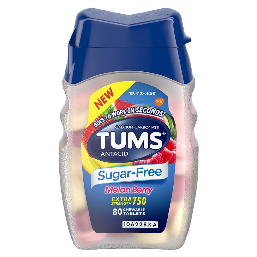 tums extra strength sugar-free antacid chewable tablets melon berry