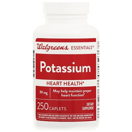 Walgreens Potassium 99 mg Caplets 250 count bottle - 250.0 ea Walgreens Potassium 99 mg Caplets 250 count bottle - 250.0 ea