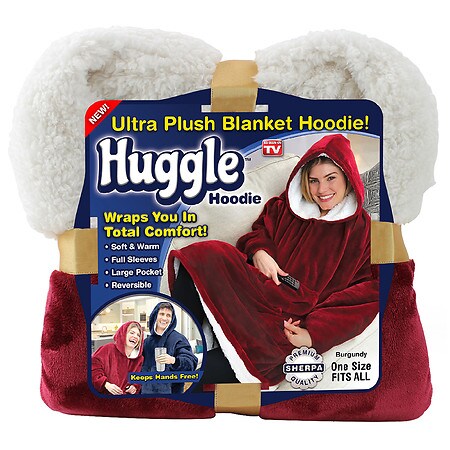 Huggle Hoodie Ultra Plush Blanket Hoodie - 1 ea