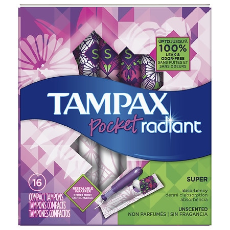 UPC 073010711754 product image for Tampax Pocket Radiant Compact Plastic Tampons, Unscented - 16 ea | upcitemdb.com