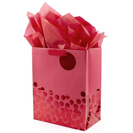 Hallmark Large Gift Bag With Tissue Paper Foil Dots Red Hallmark Large Gift Bag With Tissue Paper Foil Dots Red