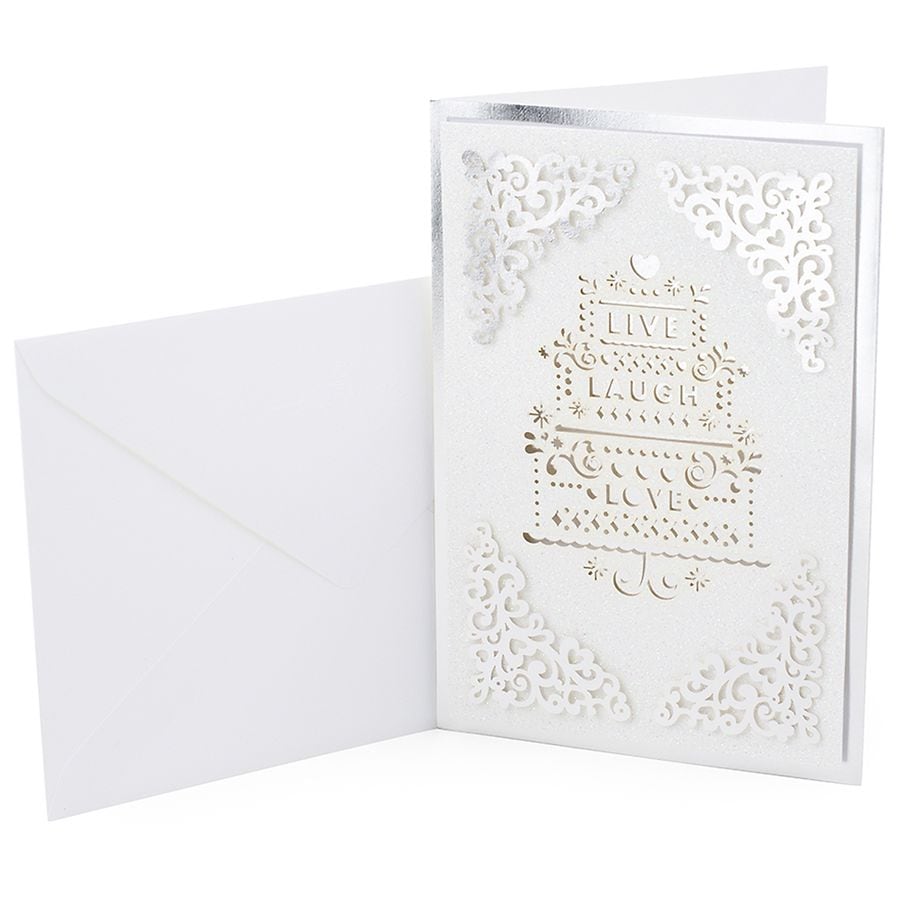 Hallmark Signature Wedding Card (Live Laugh Love) White