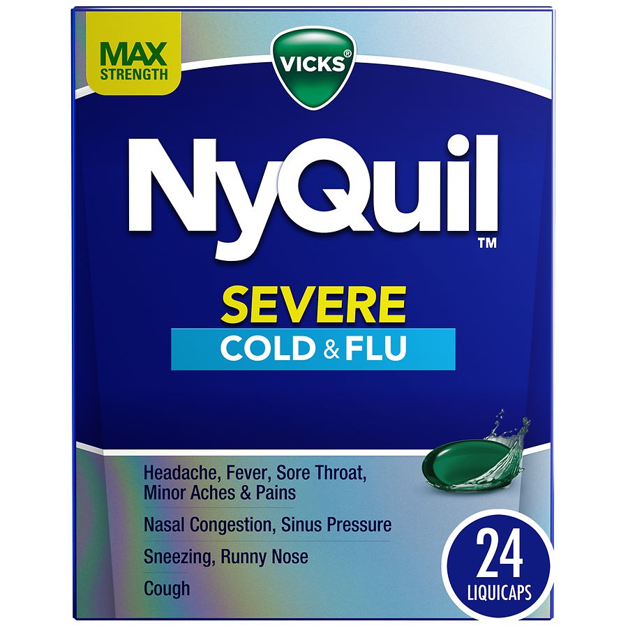 Vicks Nyquil Severe Cough, Cold &amp; Flu Nighttime Relief Liquicaps | Walgreens