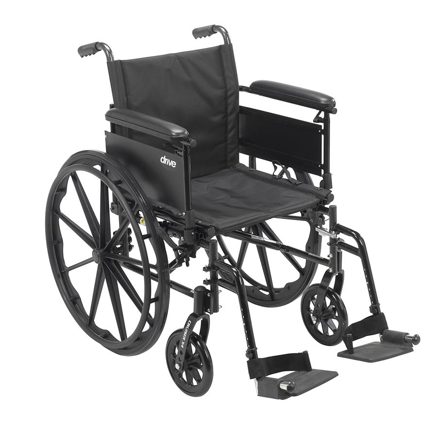 Drive Medical Cruiser X4 Dual Axle Wheelchair with Adjustable Full Arms, Swing Away Footrests 20 inch Seat Silver Vein