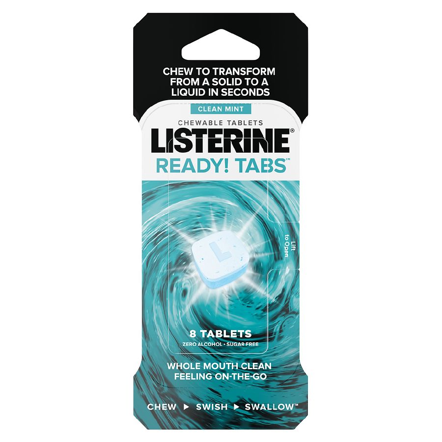 Listerine Ready! Tabs Chewable Mint Tablets, Clean Mint Flavor