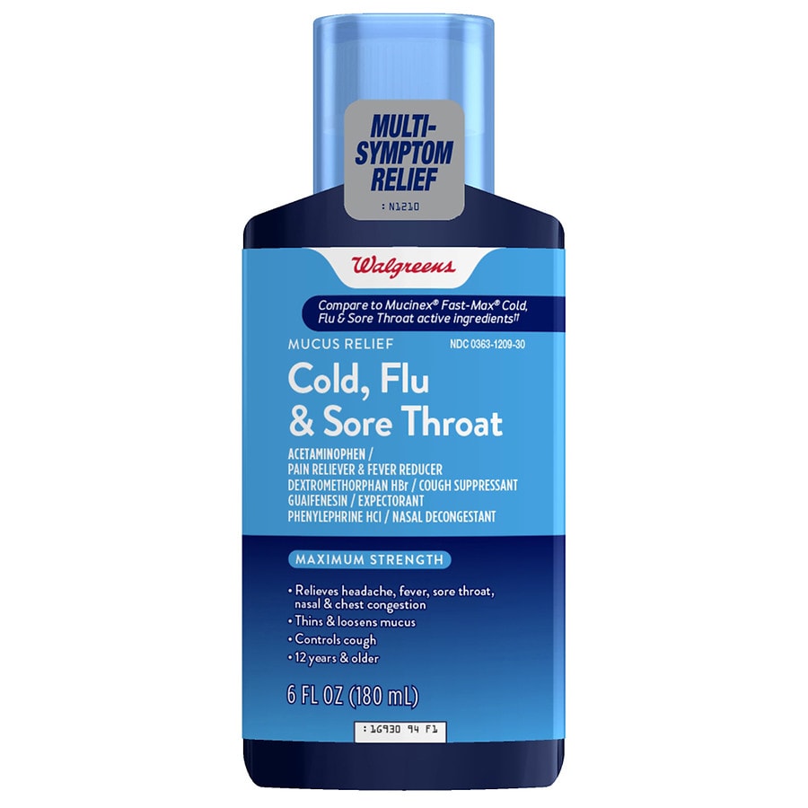 Walgreens Mucus Relief Maximum Strength Cold Flu Sore Throat Walgreens