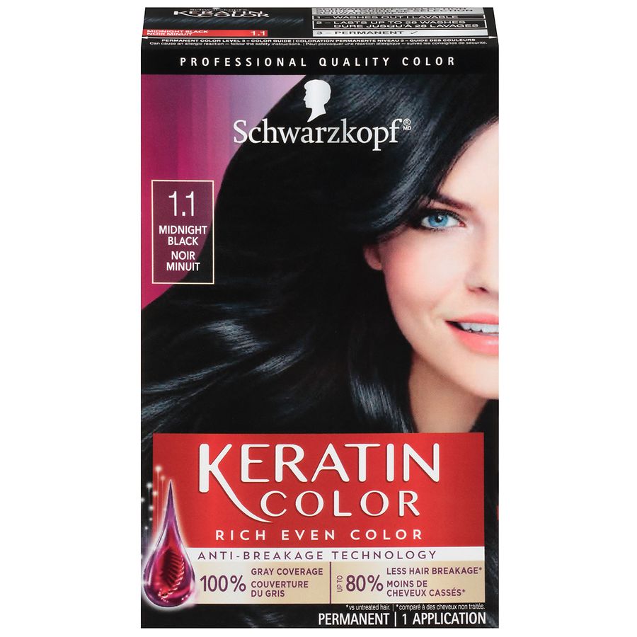  Schwarzkopf Keratin Color Midnight Black 1.1, Midnight Black 1.1 