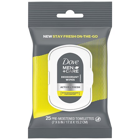 Dove Men+Care Deodorant Wipes Active + Fresh - 25 ea