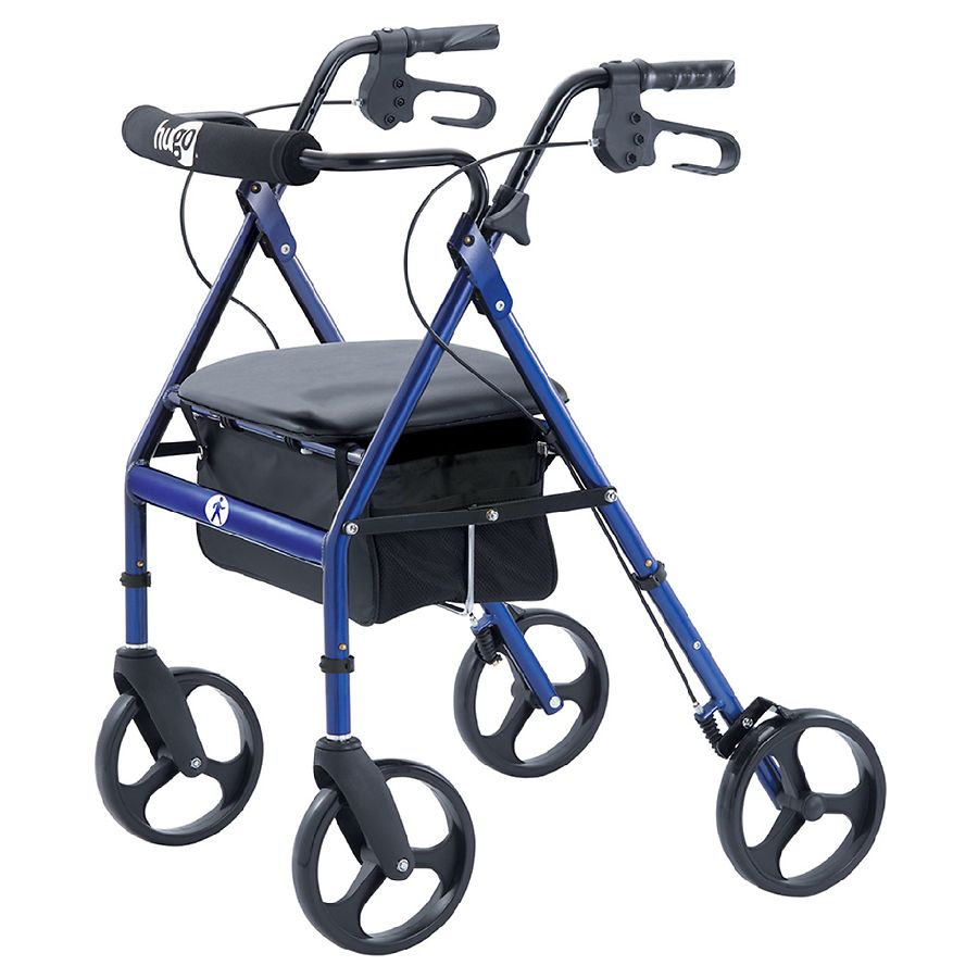 Hugo Portable Rollator Rolling Walker With Seat Backrest And 8