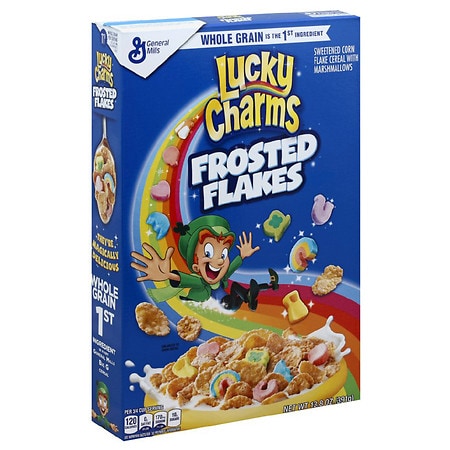 UPC 016000125728 product image for Lucky Charms Frosted Flakes Cereal - 13.8 OZ | upcitemdb.com