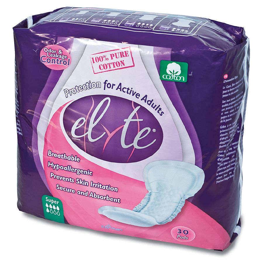 Elyte 100% Pure Cotton Bladder Control Pads-Sensitive Skin Safe