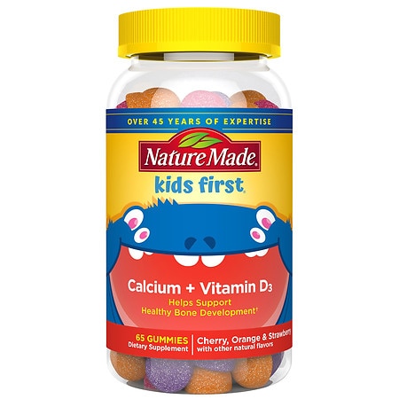 Nature Made Kids First Calcium + Vitamin D3 Gummies Cherry, Orange, Strawberry - 65.0 ea Nature Made Kids First Calcium + Vitamin D3 Gummies Cherry, Orange, Strawberry - 65.0 ea