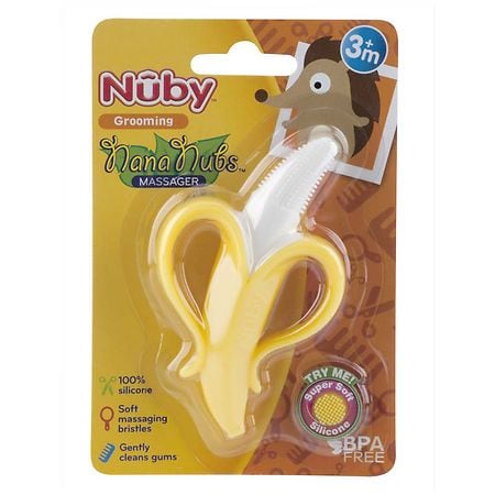 Baby Banana Massaging Toothbrush and Teether Nana Nubs BPA Free by Nuby 