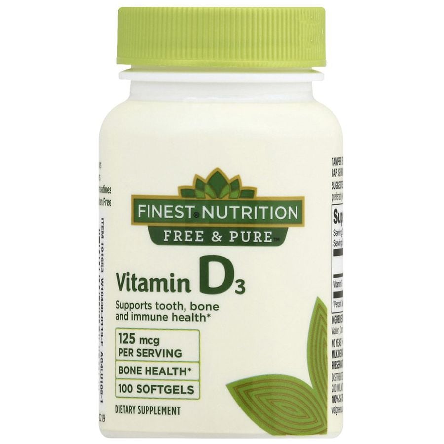 Finest Nutrition Free & Pure Vitamin D3 5000 IU Softgels