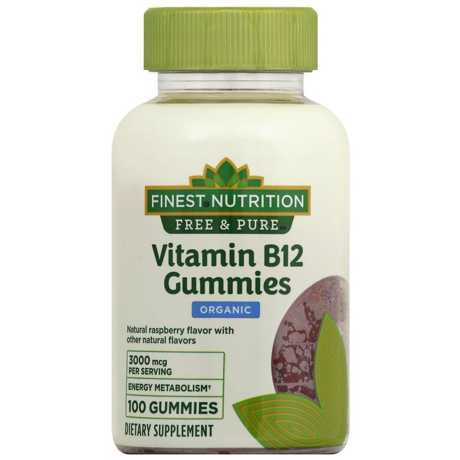 Finest Nutrition Free & Pure Vitamin B-12 3000 mcg Gummies Raspberry