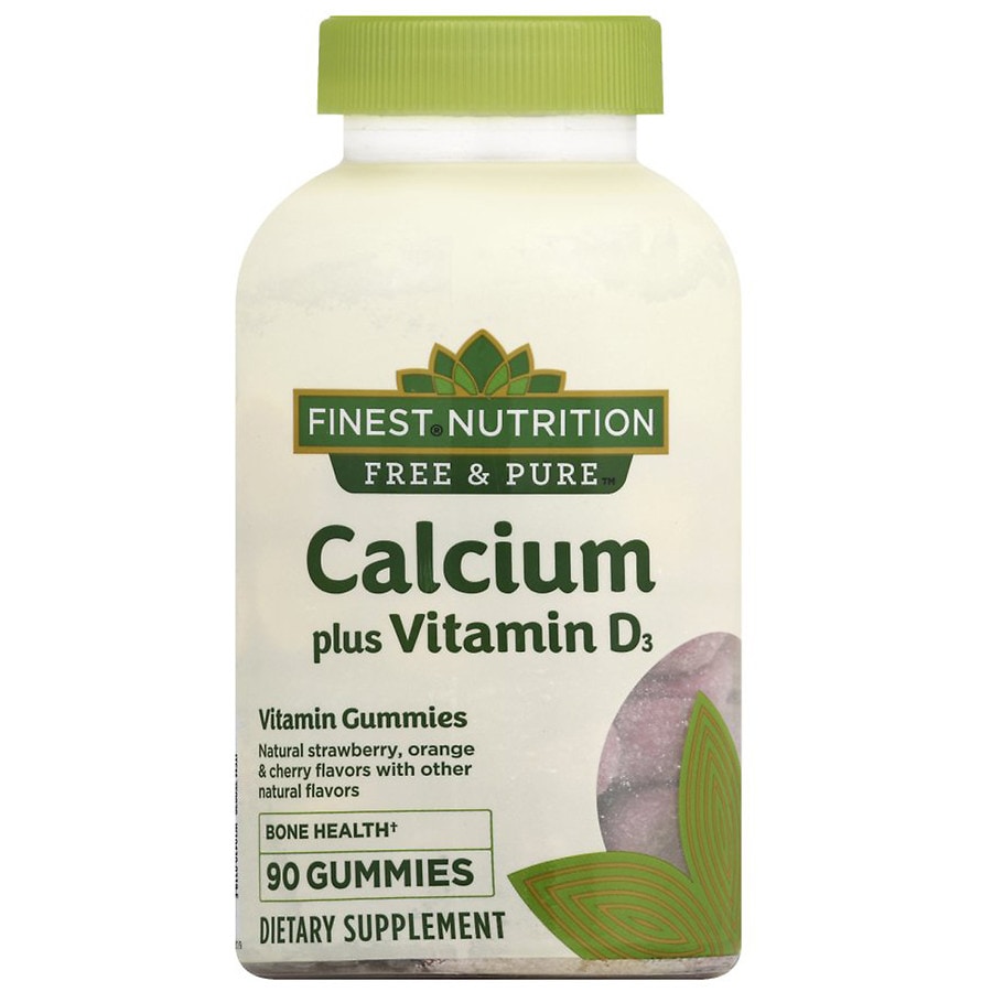 Finest Nutrition Free & Pure Calcium 500 mg + D3 Strawberry, Orange, Cherry