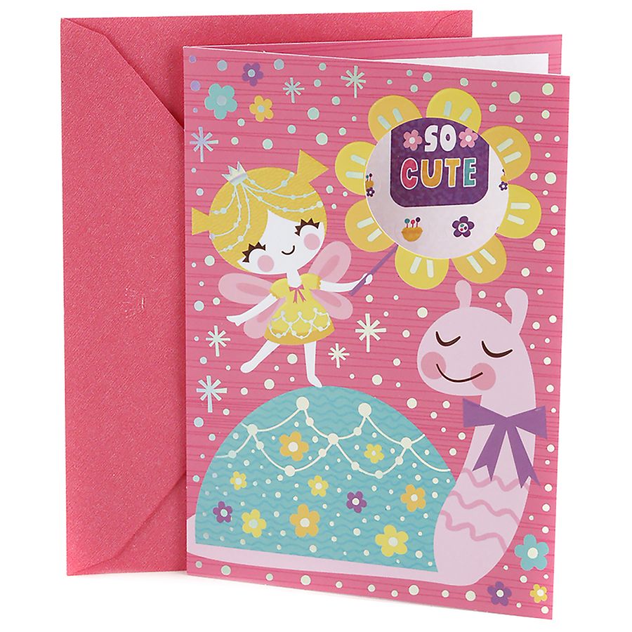 Hallmark Birthday Card for Kids (Fairy and Snail with Stickers)