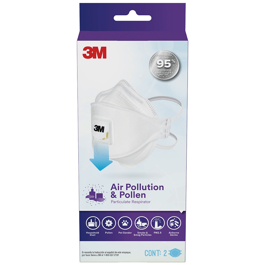 29211-2 Pack for sale online 3M N95 Air Pollution and Pollen Respirator Mask 