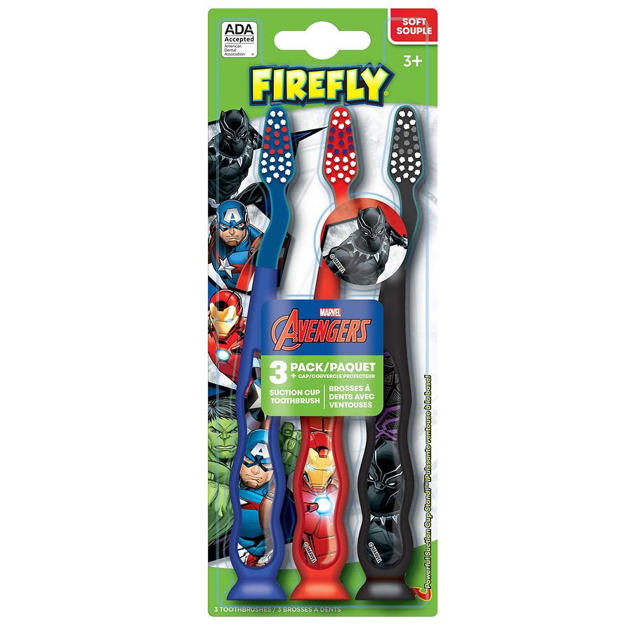 Firefly Kids! Avengers Value Pack Suction Cup Toothbrushes With Cap
