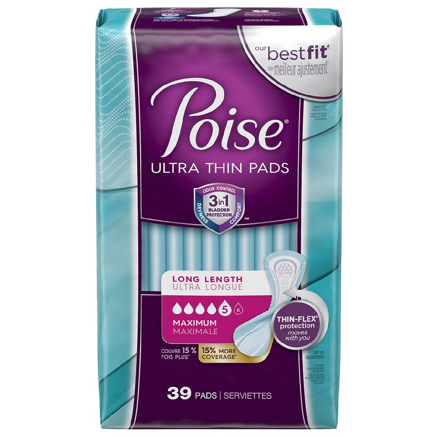 Poise Ultra Thin Incontinence Pads, Maximum Absorbency, Long Walgreens