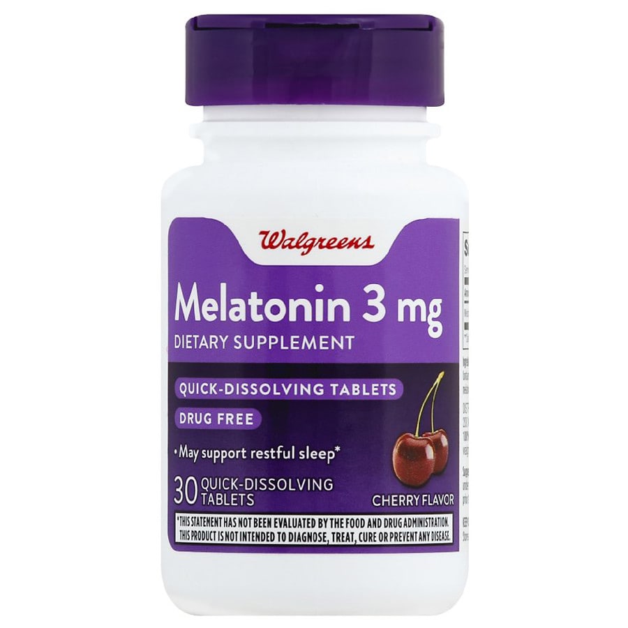 Walgreens Melatonin 3 mg Quick-Dissolving Tablets Cherry.