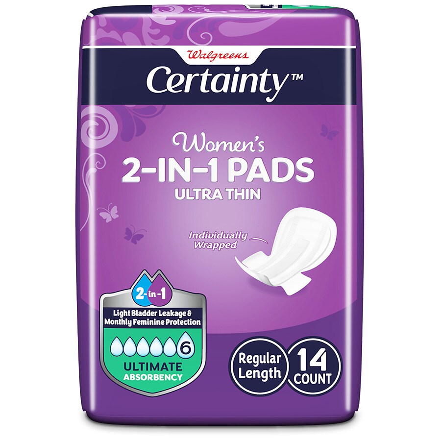  Walgreens Certainty Women's Ultra Thin 2-in-1 Pads Ultimate 