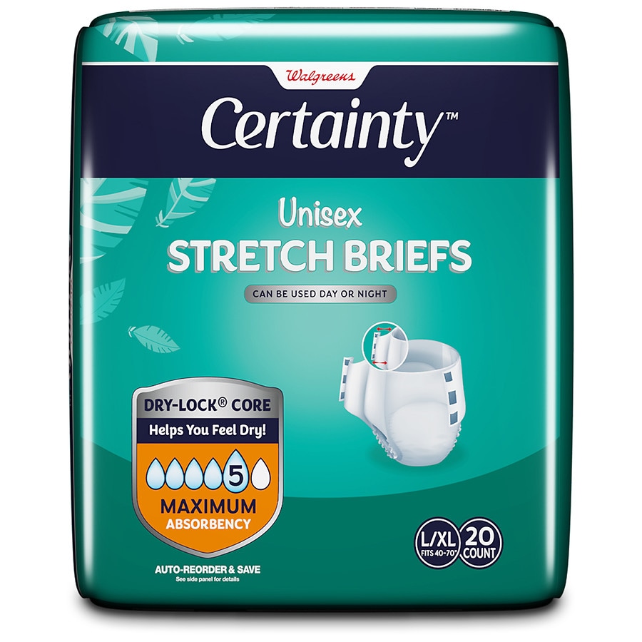  Walgreens Certainty Unisex Stretch Briefs Large/X-Large 