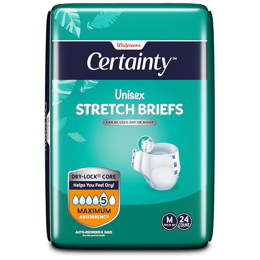  Walgreens Certainty Unisex Stretch Briefs Medium/Regular 