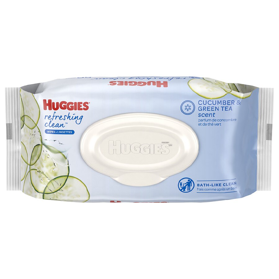  Huggies Refreshing Clean Scented Baby Wipes Disposable Flip-top Pack Cucumber & Green Tea 