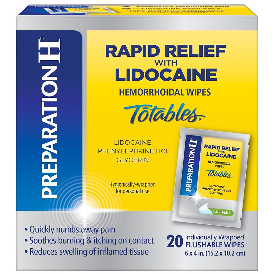 Preparation H Rapid Relief with Lidocaine Hemorrhoidal Wipes Totables