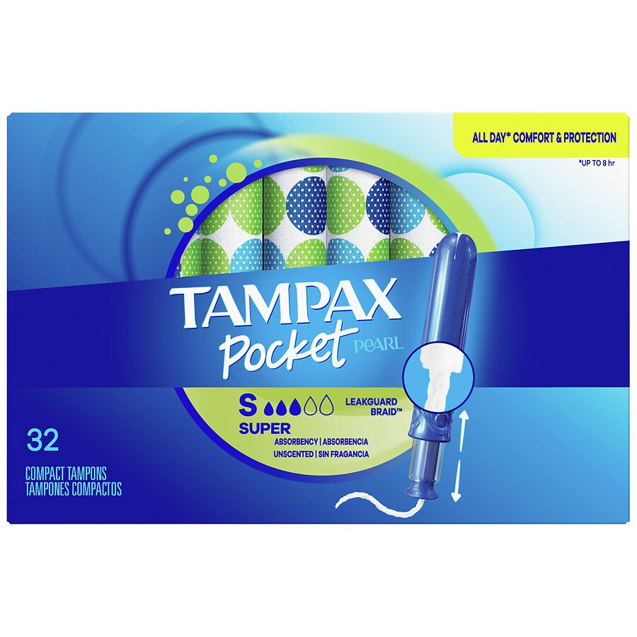 Tampax Compact Tampons Super Absorbency with LeakGuard Braid, Unscented Super Absorbency