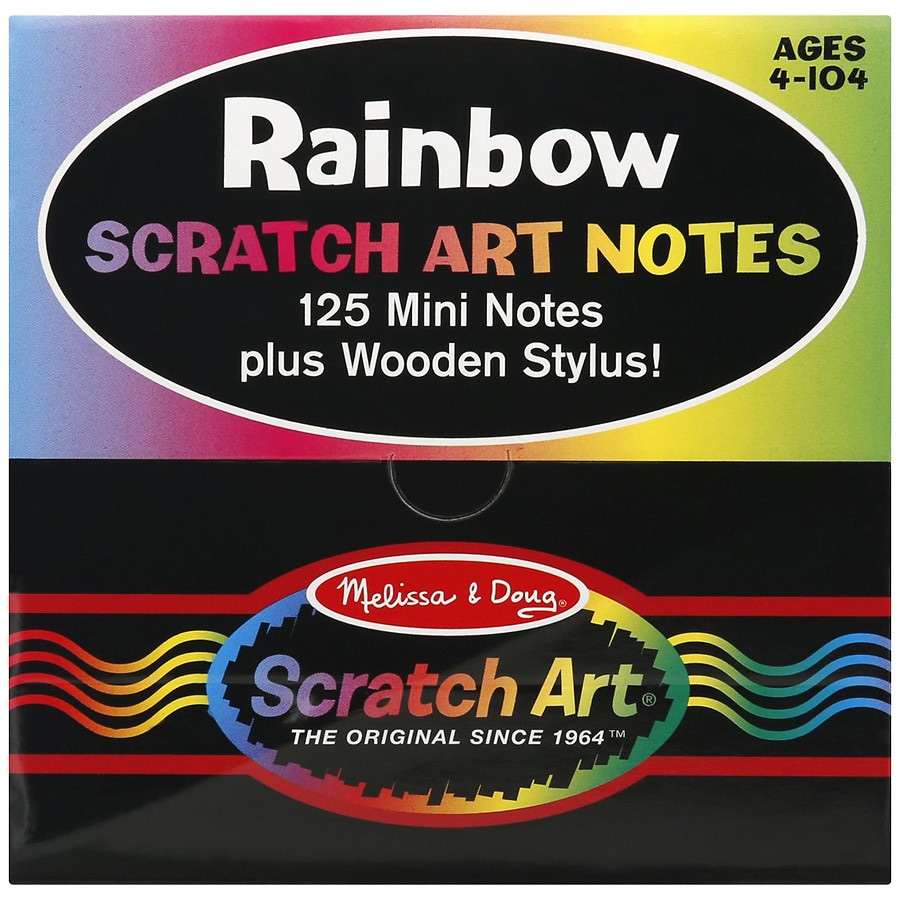 Scratch Magic Doodle Melissa & Doug Rainbow Mini Scratch Art Note Cubes & Key Chain Scratch Art Party Pack Bundle 3287