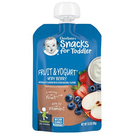 Gerber Toddler Pouches Fruit & Yogurt Very Berry - 3.5 oz Gerber Toddler Pouches Fruit & Yogurt Very Berry - 3.5 oz