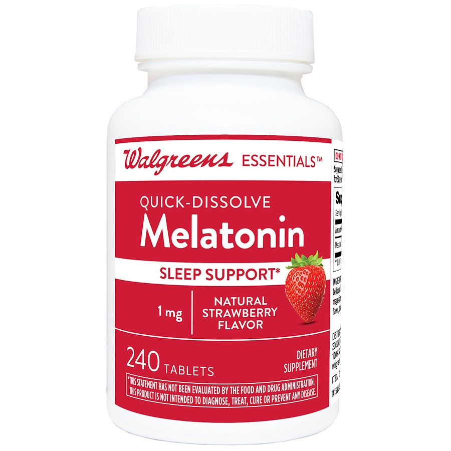  Walgreens Essential Melatonin 1mg Quick Dissolve Strawberry Strawberry 