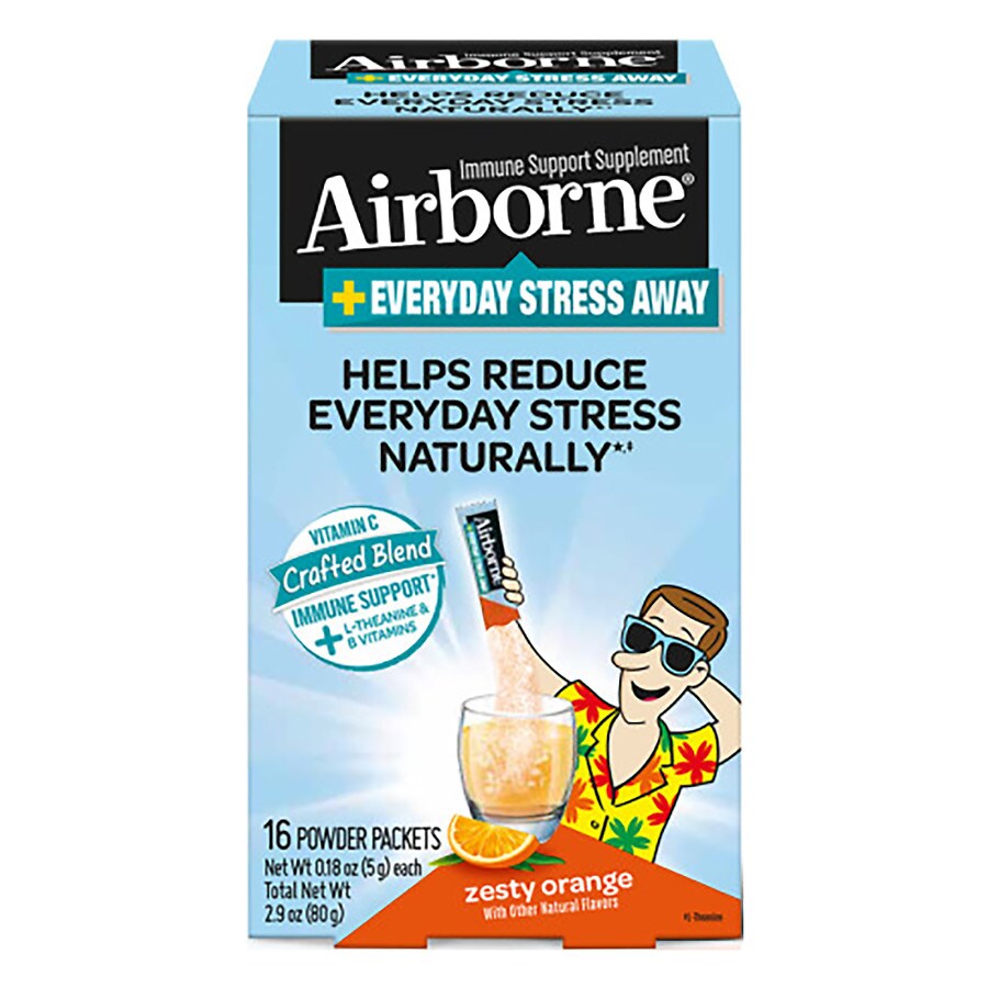  Airborne Everyday Stress Away Immune Support Supplement Zesty Orange 