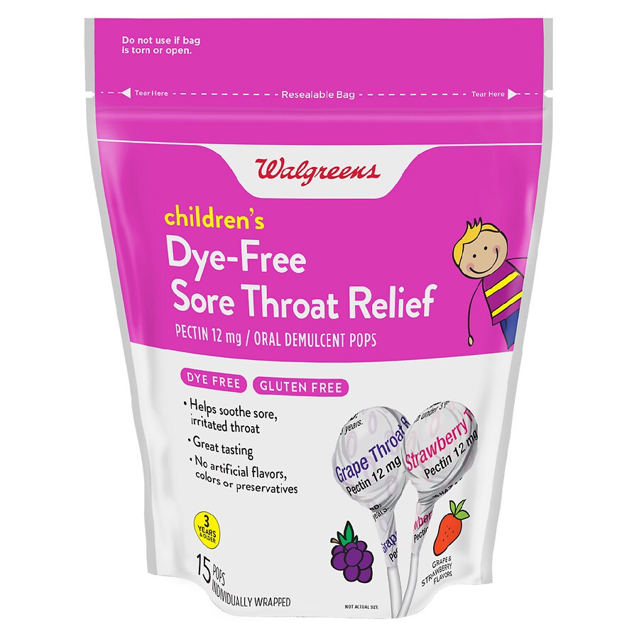 Walgreens Childrens Sore Throat Relief Pops Grape Strawberry Walgreens