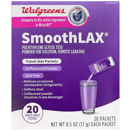 Walgreens Smoothlax Polyethylene Glycol 3350 Powder For Solution Osmotic Laxative Walgreens