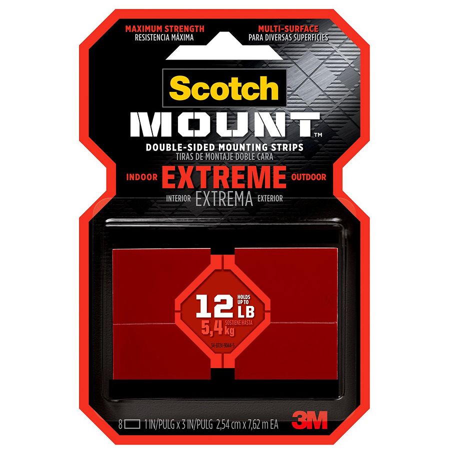 Scotch Extremely Strong Mounting Strips 1 In X 3 In Walgreens