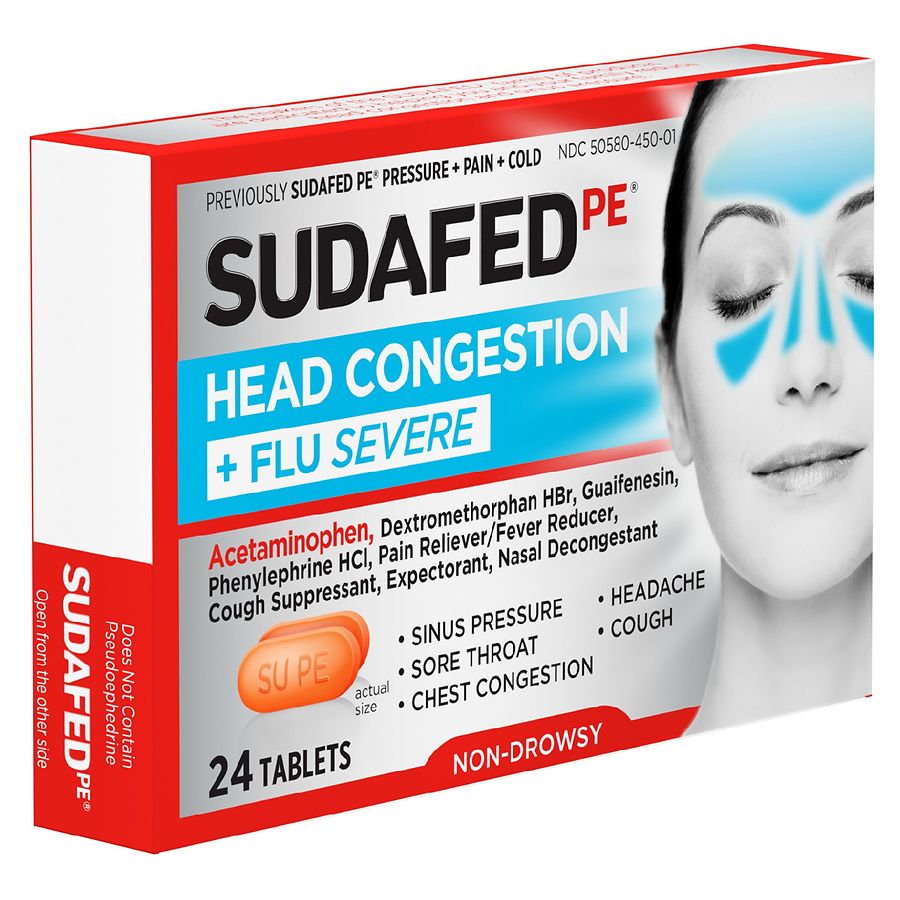 Sudafed Pe Head Congestion Flu Severe Tablets For Adults Walgreens