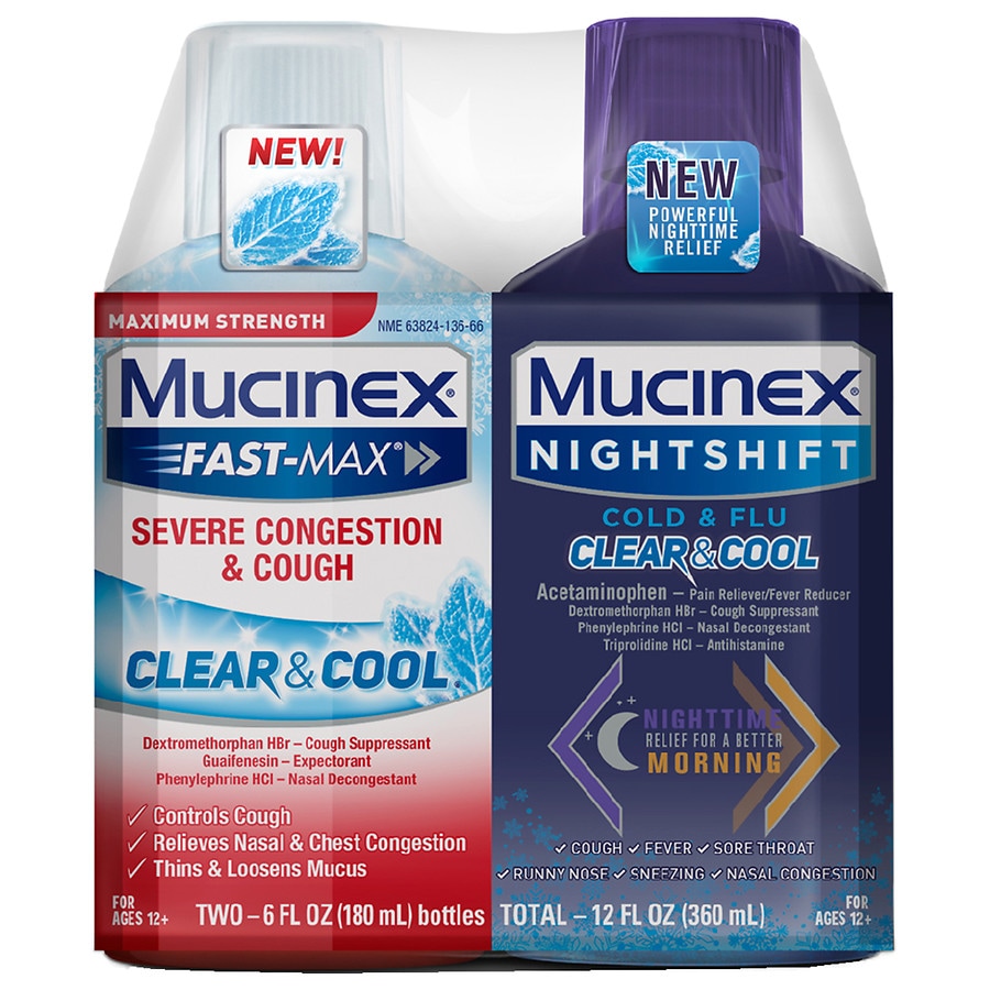  Mucinex Severe Congestion & Cough Clear & Cool Night Shift Combo 