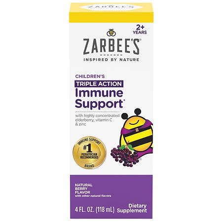 Zarbee's Elderberry Syrup for Kids, Daily Immune Support with Vitamin C & Zinc, Childrens Liquid Supplement, Natural Berry Flavor, 4 fl oz (B07K2V9DWD)