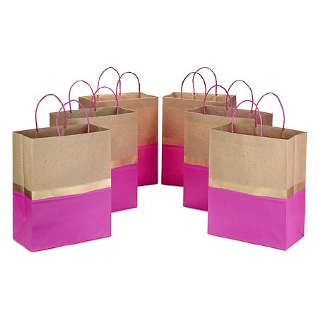 Small Pink Party Bag Jewelry Pouch Paper Gift Bag Handle Wedding 5 PCS 